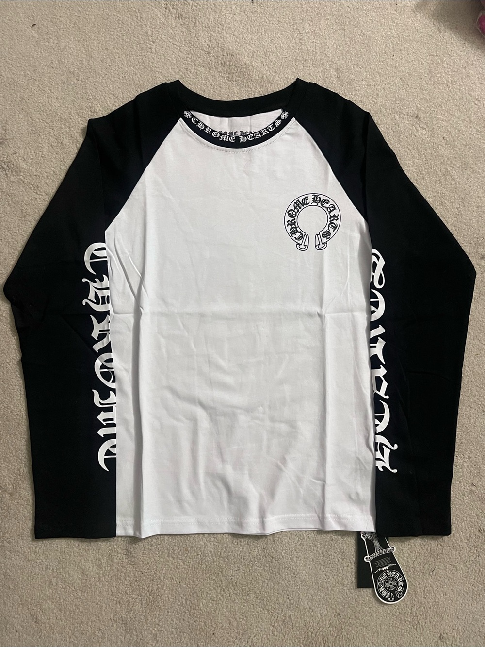 Chrome Hearts Black & White Raglan Long Sleeve Shirt